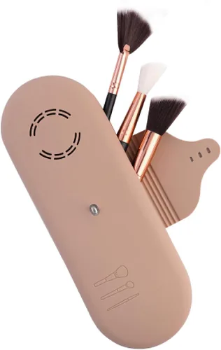 Beauty Bloom - Soporte y organizador para brochas de maquillaje, silicona con hebilla, estuche de almacenamiento portátil para brochas de belleza,