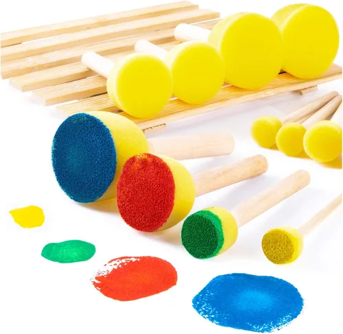 Miniatura 3 de 24 esponjas de pintura para niños, pinceles de esponja redondos de varios tamaños para pintar, pinceles de espuma para pintar, herramientas
