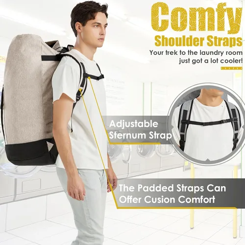 Miniatura 4 de Bolsas de lavandería extra grandes y resistentes, mochila de lavandería universitaria de 115 litros, bolsa de lavandería grande con correas