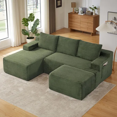 Miniatura 15 de Sofá modular Cloud de 107 pulgadas, sofá modular en forma de L con diván de gran tamaño orientado hacia la izquierda, sofá de pana de asiento