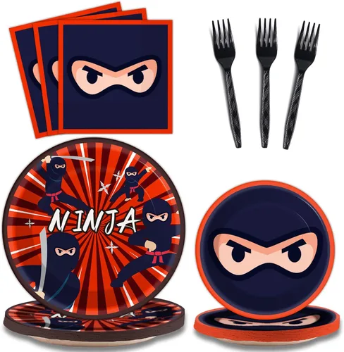 Miniatura 21 de Tevxj Juego de vajilla de 96 piezas para fiesta mexicana de feliz cumpleaños, platos de postre desechables, platos de fiesta, servilletas, tenedores