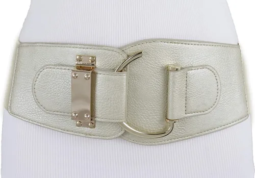 Miniatura 28 de TFJ - Cinturón ancho de moda para mujer, cintura alta, hebilla de gancho de metal dorado, talla XS, S, M, L, XL