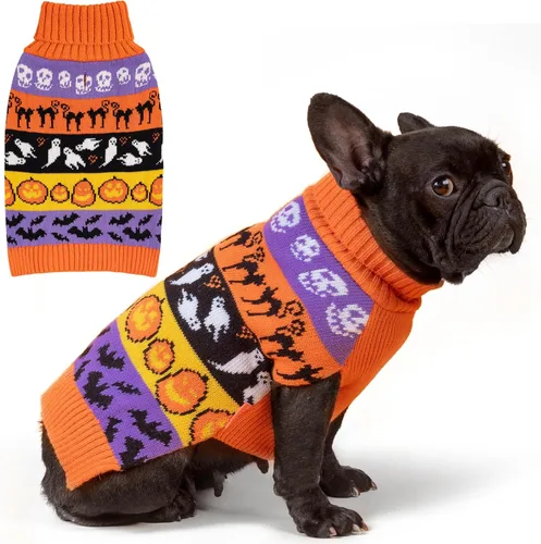 Miniatura 8 de KYEESE Suéter de Navidad para Perro, Suéter Cálido de Cuello de Tortuga para Perros Pequeños Macho y Hembra con Patrón de Copo de Nieve y Reno, Ropa