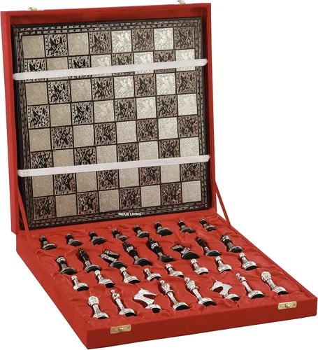 Miniatura 4 de Juego de mesa de ajedrez prémium lujoso y decorativo, 14 x 14 pulgadas, multicolor, juego de ajedrez coleccionable y hecho a mano para profesionales