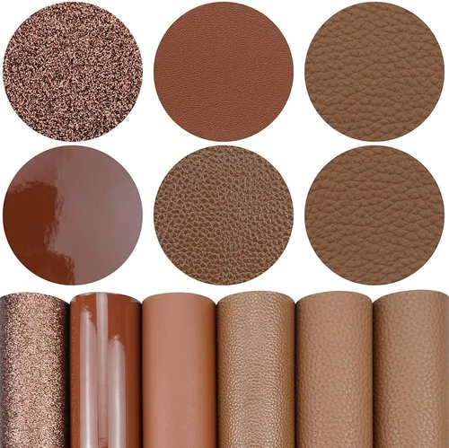 Miniatura 20 de Litchi Paquete de 6 hojas de cuero sintético de 8 x 12 pulgadas para aretes de lazo, tela de vinilo fácil de cortar para Cricut, cuero sintético