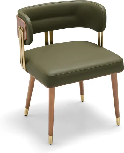 Miniatura 12 de ARTPLAN Juego de 2 sillas de comedor de cuero de nogal, modernas sillas de cocina con cojín de espuma de alta resistencia y marco de acero 2-Azul