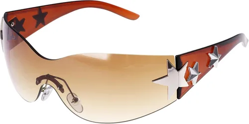 Miniatura 12 de Nydotd Lentes de sol Y2K sin montura envolventes para mujeres y hombres, sin marco, gafas de sol de moda de los años 2000 Marco negro / Lente negro
