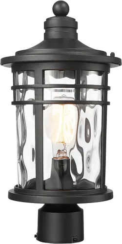 Miniatura 14 de Darkaway Luz de poste al aire libre, lámpara de poste de luz, carcasa de aluminio impermeable con vidrio ondulado ámbar para entrada de camino