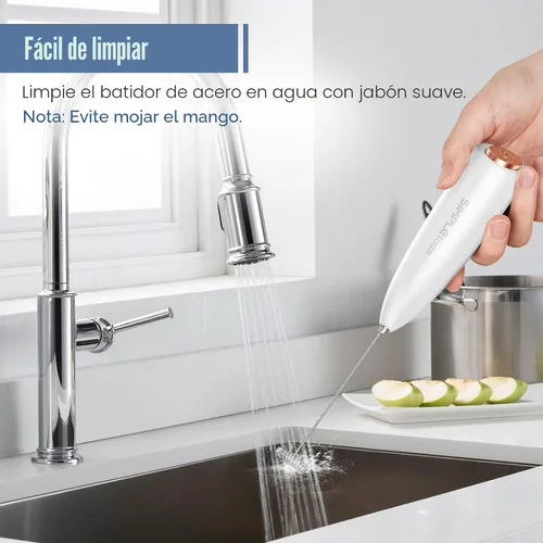 Miniatura 5 de SIMPLETASTE Espumador de leche de mano, máquina eléctrica de espuma a batería, mezclador de bebidas con batidor de acero inoxidable y soporte