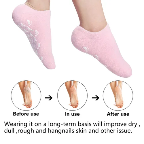Miniatura 3 de Calcetines hidratantes de gel para el talón – Tratamiento de cuidado de pies áspero callos con forro de gel de silicona suave, calcetines de spa 2