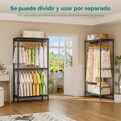 Miniatura 9 de SINGAYE Perchero portátil para armario, perchero resistente, sistema de organización y almacenamiento para colgar ropa, perchero ajustable