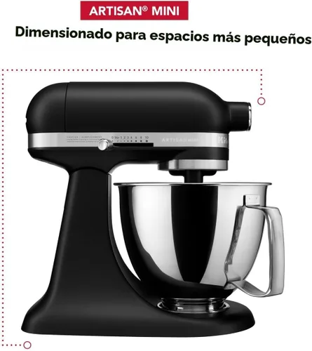 Miniatura 7 de KitchenAid Artisan Mini Batidora de Pie con Cabezal Inclinable de 3.5 Cuartos - KSM3316X - Negro Mate