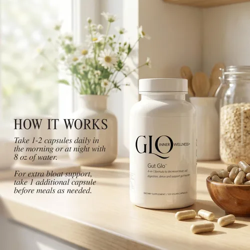 Miniatura 6 de Gut Glo - Alivio natural de la hinchazón, la salud intestinal, la digestión y el estreñimiento 4 en 1 probiótico, enzima digestiva, magnesio
