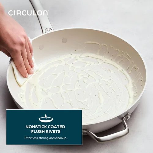 Miniatura 7 de Circulon Halo con LaserDefense - Sartén antiadherente de cerámica con mango auxiliar y tapa, fabricada sin PFAS, compatible con todas las estufas