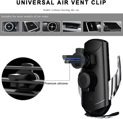 Miniatura 2 de Cargador inalámbrico para automóvil, montaje de ventilación de aire de carga rápida de 15 W, soporte de teléfono de sujeción automática, cargador
