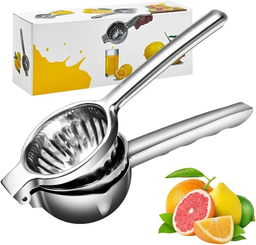 Exprimidor de limón Exprimidor de jugo de cítricos de acero inoxidable Exprimidor para limones y limas Plateado