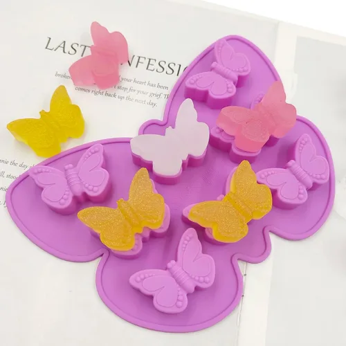 Miniatura 2 de YuCool - 3 moldes de silicona con forma de mariposa para chocolate, antiadherentes Color:Pink,Blue,Purple,food grade silicone,suitable for ovens