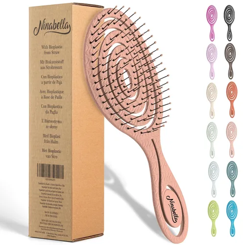 Miniatura 13 de Ninabella Cepillo desenredante para cabello para mujeres y hombres, no tira, cepillos alisadores para cabello liso y rizado, cepillo único en Crema