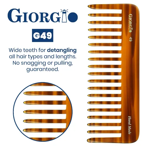 Miniatura 4 de Giorgio G49 - Peine desenredante grande de 5.75 pulgadas, dientes anchos para cabello grueso y rizado, peine desenredante de pelo largo para húmedo