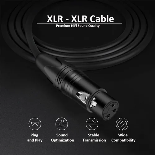 Miniatura 3 de Cable XLR de 3 pines macho a hembra para micrófono de baja Z para altavoz alimentado, LED DMX, efector, acualizador y más, 3 pies, color negro