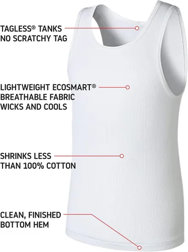 Miniatura 3 de Hanes Camiseta sin mangas de algodón Ecosmart para niños, paquete de 5