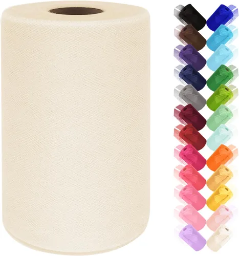 Miniatura 23 de Rollo de tela de tul de 6 pulgadas por 100 yardas (300 pies) cinta de tul malla transparente para bricolaje, falda tutú, envoltura de regalos, boda