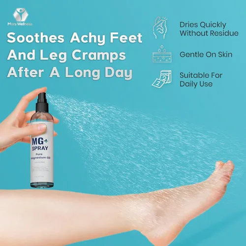 Miniatura 2 de Spray tópico de magnesio para dormir y calambres en las piernas, fabricado en Estados Unidos por Mars Wellness, 8 onzas, aceite de magnesio puro
