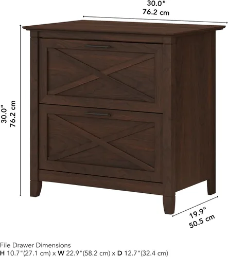 Miniatura 3 de Bush Furniture Key West – Archivador lateral con 2 cajones, color cereza