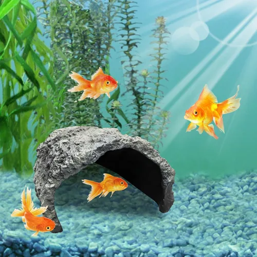 Miniatura 2 de Cueva de piel de reptil extra grande, cueva de resina, accesorios de decoración de acuario, tortuga lagarto para ocultar hábitat de 10.23 x 9.44 x