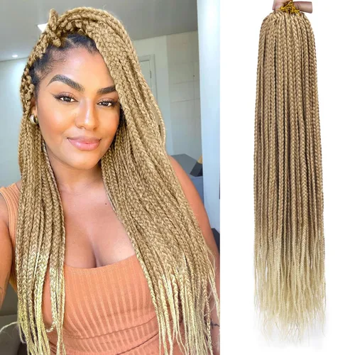 Miniatura 10 de 6 paquetes de trenzas de ganchillo de caja, cabello sintético pre-anillado, trenzas de ganchillo de caja, trenzas de ganchillo de 22 pulgadas