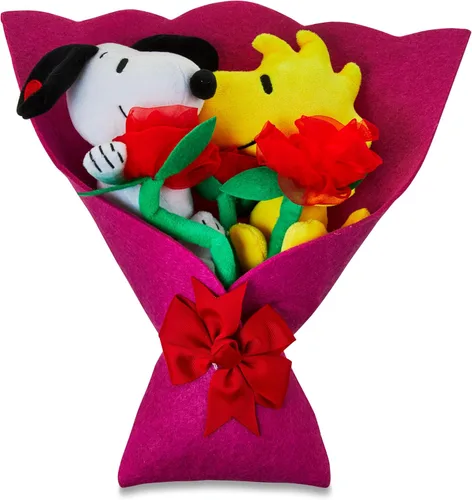 Ruz Nuevo ramo de San Valentín de 14 pulgadas de Peanuts, Snoopy y Woodstock 2024, multicolor, para todas las edades, figuras extraíbles y rosas