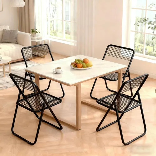 Miniatura 8 de JPBSTO Paquete de 6 sillas plegables, color negro, una sola pieza, diseño plegable que ahorra espacio