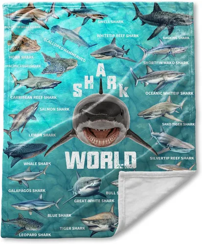 Manta de regalo de tiburón para niños, niñas y amantes de los tiburones, súper suave, ligera y cálida para sala de juegos, cama y campamento, 30 x