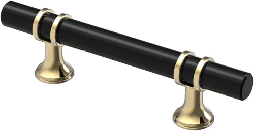 Miniatura 34 de Alzassbg Paquete de 6 pomos de barra de barra negra y plateada mate, AL6087CPMB 2 pulgadas de longitud, diseño de barra en T moleteada