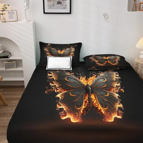 Miniatura 3 de Sábanas de mariposa tamaño individual – Sábanas de cama abstractas, microfibra suave y bolsillo profundo, sábanas y fundas de almohada estampadas