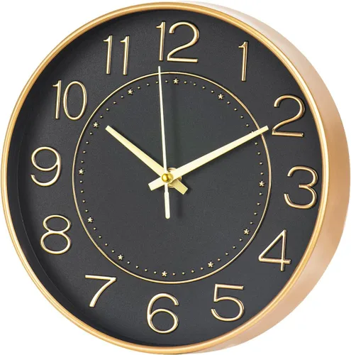 Miniatura 16 de HZDHCLH Reloj de pared pequeño de 10 pulgadas, funciona con pilas, reloj de cuarzo azul para pared, silencioso sin tictac, moderno reloj de pared