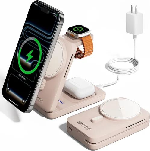 Miniatura 9 de KPON Estación de carga plegable 3 en 1 para Magsafe, cargador de teléfono de viaje y reloj para Apple, base de carga inalámbrica PD20W