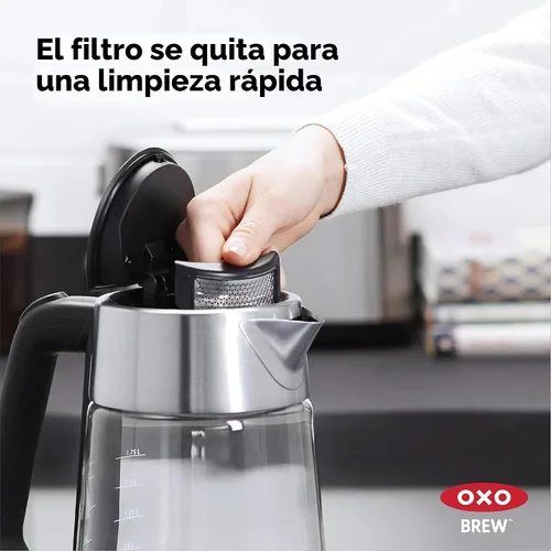 Miniatura 8 de OXO Hervidor eléctrico de vidrio, inalámbrico, de acero inoxidable