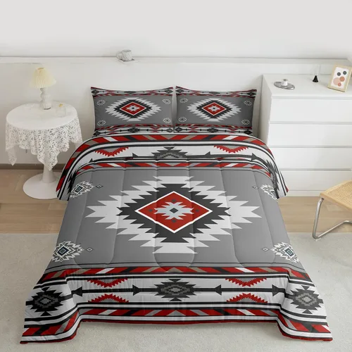 Miniatura 21 de Feelyou Juego de edredón geométrico del suroeste para niños y niñas, edredón nativo del suroeste, tamaño individual, juego de ropa de cama
