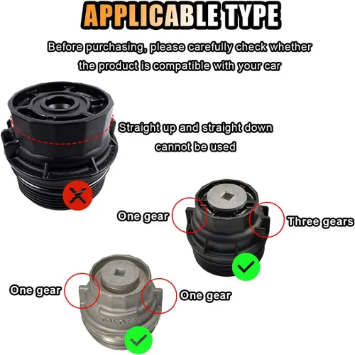 Miniatura 6 de JOYCOURT - Llave de filtro de aceite, herramienta de extracción de tapa de filtro de aceite de servicio pesado para motores de 2.5-5.7L compatible