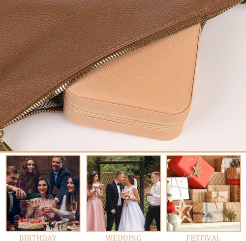 Miniatura 8 de KElofoN Organizador de joyas de viaje, joyero de viaje, caja organizadora de joyas pequeña para niñas y mujeres (1, caqui)