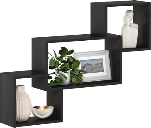 Miniatura 15 de Furinno Rossi - Estantería flotante de pared entrelazada, 4 unidades, color espresso