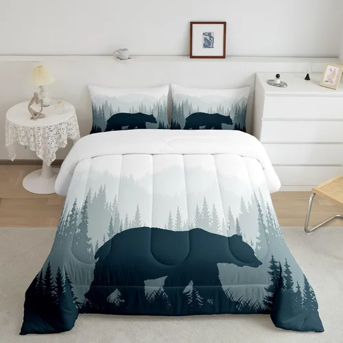 Miniatura 18 de Erosebridal Juego de edredón de campamento para niños y niñas, ropa de cama de campista tamaño twin, edredón vintage de campamento feliz