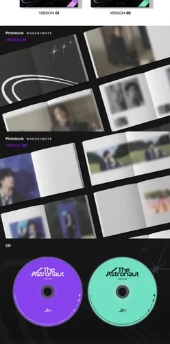 Miniatura 2 de BTS JIN The Astronaut 1er álbum individual versión aleatoria 1p póster plegable en paquete+libro de fotos+tarjeta lírica+postal+tarjeta