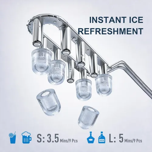 Miniatura 3 de Máquina de hielo para encimera de 38 libras por día, 9 cubitos de hielo en 3.5 minutos, máquina de hielo portátil autolimpiante con 2 tamaños