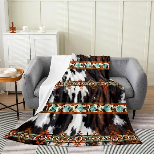 Miniatura 19 de Manta azteca con diseño tribal africano, con diseño de animales de granja, manta mullida con diseño de animales de granja y atrapasueños de tribu