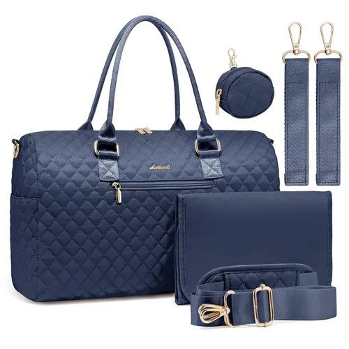 Miniatura 20 de LOVEVOOK - Bolso de pañales con estuche para chupete y cambiador, bolso grande de maternidad para hospital y viajes de fin de semana, bolso