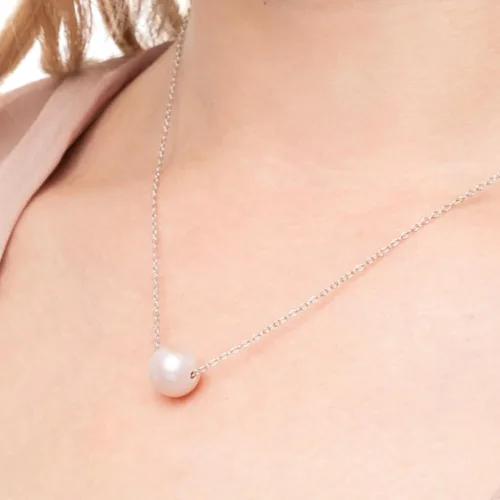 Miniatura 4 de SPLENDID PEARLS Collar colgante de perlas flotantes genuinas cultivadas en agua dulce de 0.394-0.433 in para mujeres de 17 pulgadas, Perla