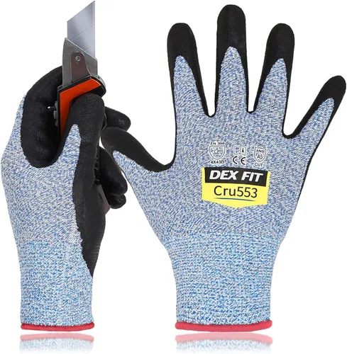 Miniatura 19 de DEX FIT Guantes resistentes a cortes nivel 5 Cru553, ajuste elástico cómodo 3D, agarre de potencia, grado profesional, delgados, compatibles