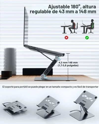 Miniatura 7 de BENFEI Soporte para laptop con estación de acoplamiento USB C 7 en 1, HDMI 4K a 60 Hz, 1 SD 1 Micro SD, entrega de energía de 100 W, 10 Gbps 1 USB C